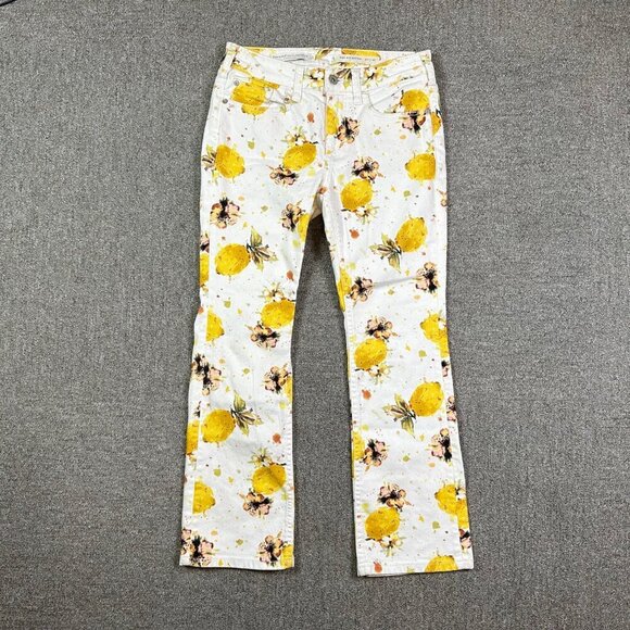 Pilcro Anthropologie Lemon Grove High-Rise Cropped Bootcut Jeans Yellow Size 26 - Picture 4 of 9